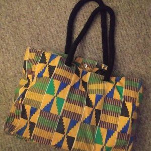 Canvas kente tote bag